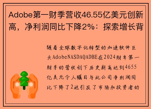 Adobe第一财季营收46.55亿美元创新高，净利润同比下降2%：探索增长背后的故事 - 副本