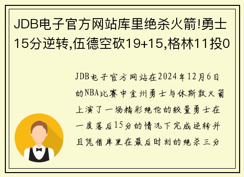 JDB电子官方网站库里绝杀火箭!勇士15分逆转,伍德空砍19+15,格林11投0中